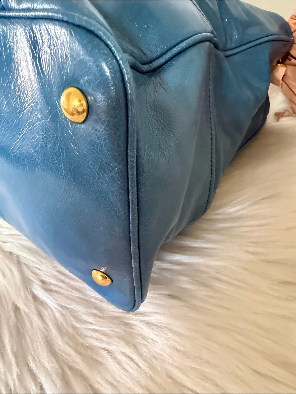 Miu Miu Blue Leather Top-Handle Bag